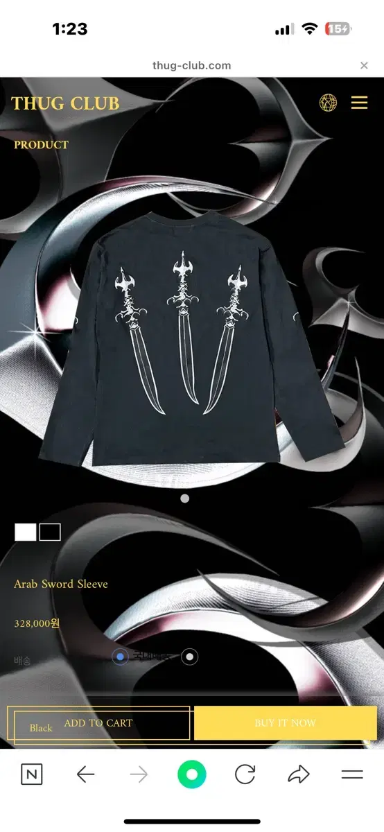 thug club arab sword 롱슬리브 새상품 (원가 32.8)